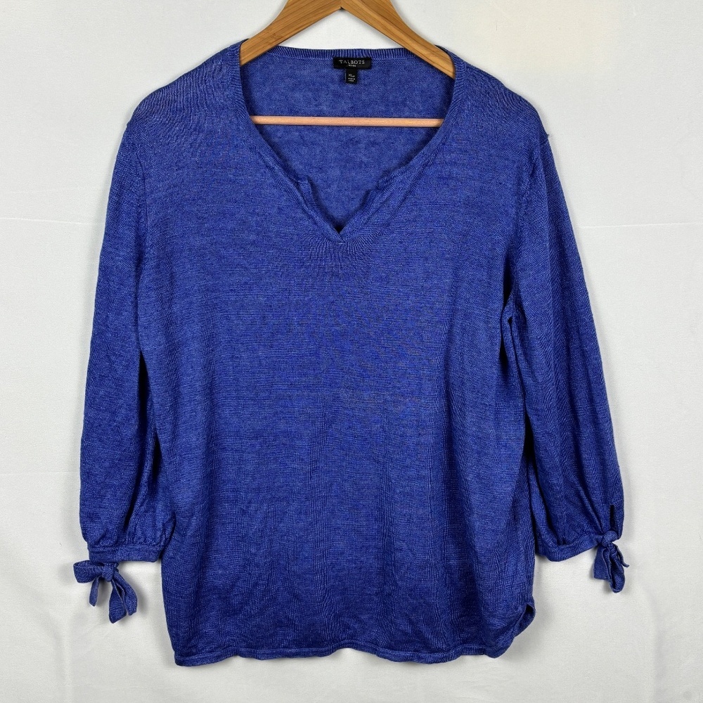 Talbots Women's Linen Long Sleeve Sweater Sz XL Petite‎ Breathable Beach Coastal